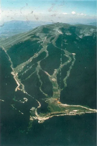 Aerial view of the Bjelašnica Olympic ski runs in 1983