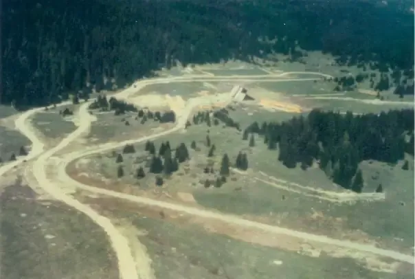 Olympic biathlon tracks take shape at Veliko Polje in 1979