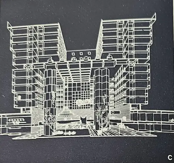 Architectural line drawing of the Hotel Holiday Inn design