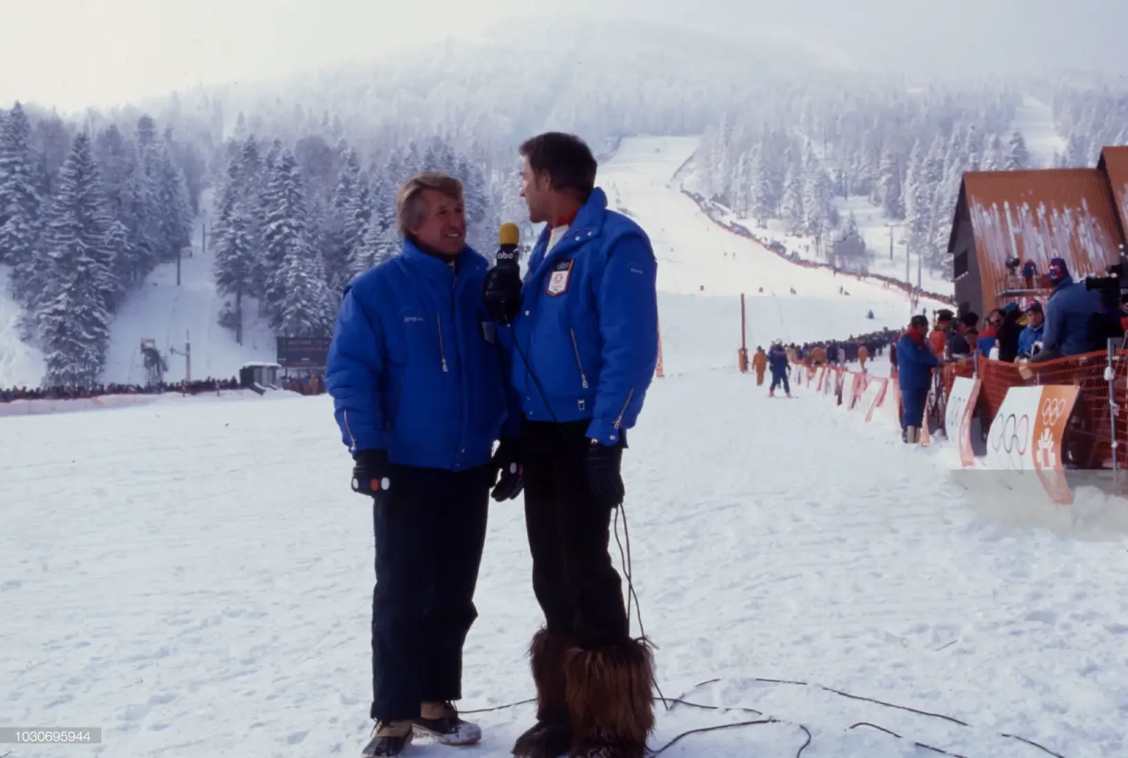 An ABC television crew reports from the Bjelašnica Olympic venue, 1984