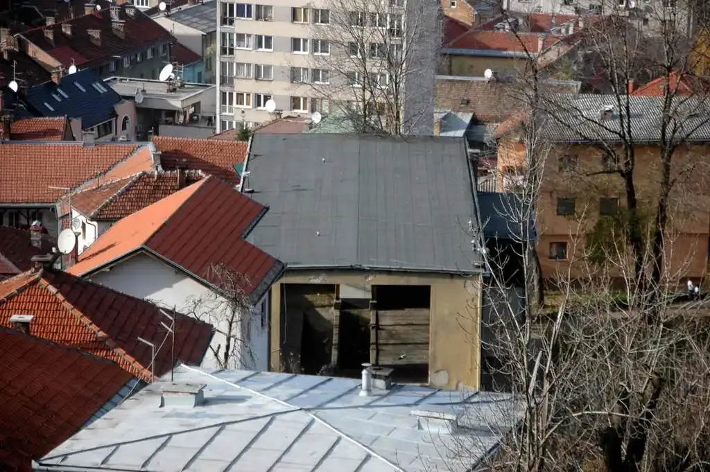 The derelict Trebević cable car valley station in Sarajevo, 2014
