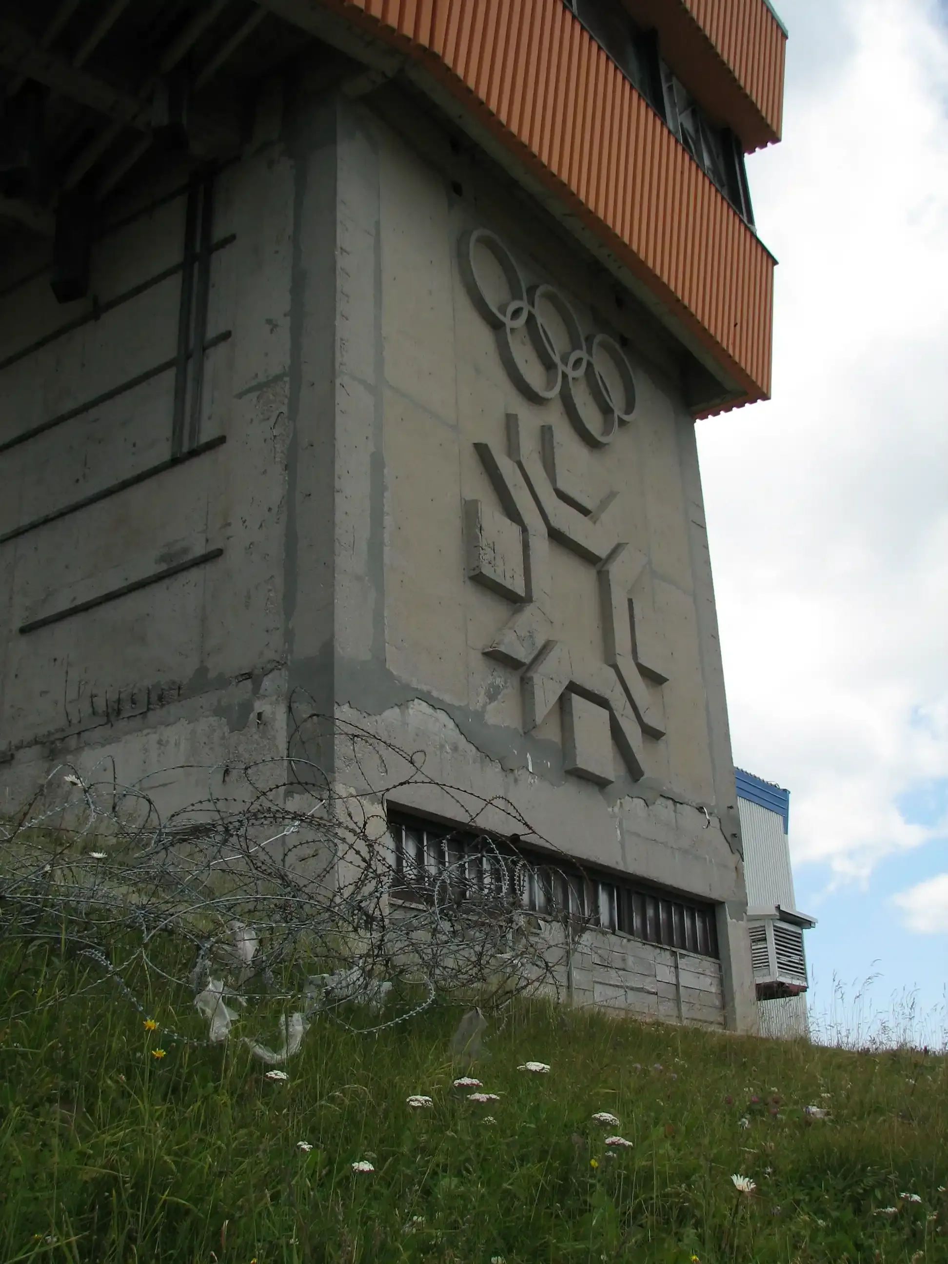 The 1984 Olympic logo remains on a Bjelašnica summit building, 2009