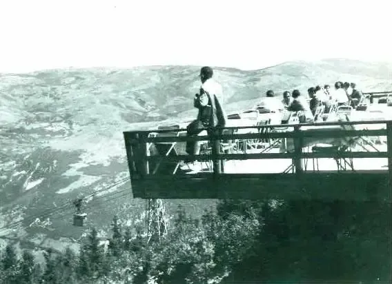 Visitors enjoy the view from the Trebević cable car terrace, 1960s