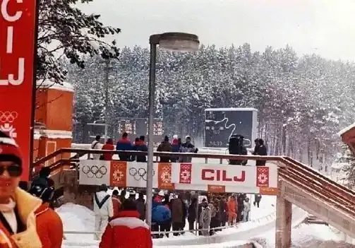 The finish line of the Trebević bobsled track in 1984