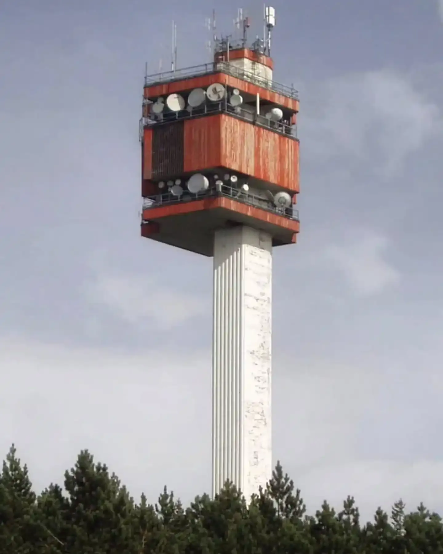 The telecommunications tower on Mount Trebević, a landmark of the 1984 Olympics.