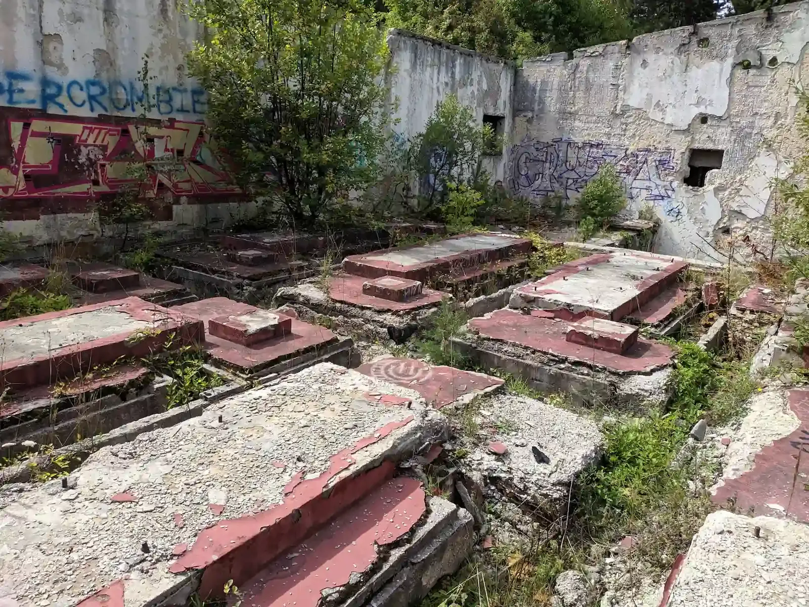 The ruins of a technical building at the Trebević bobsled track, 2019