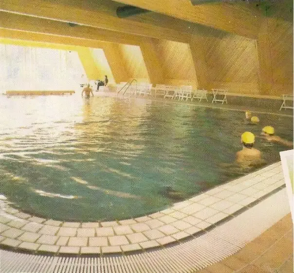 Swimmers in the indoor pool at Hotel Igman, 1984