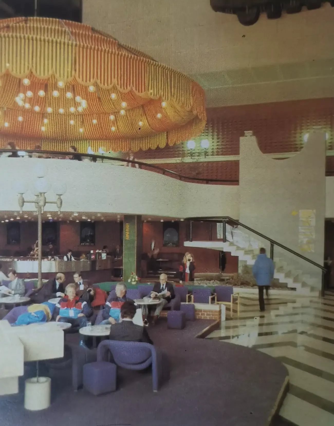 Guests gather in the foyer of Sarajevo's Holiday Hotel, 1985