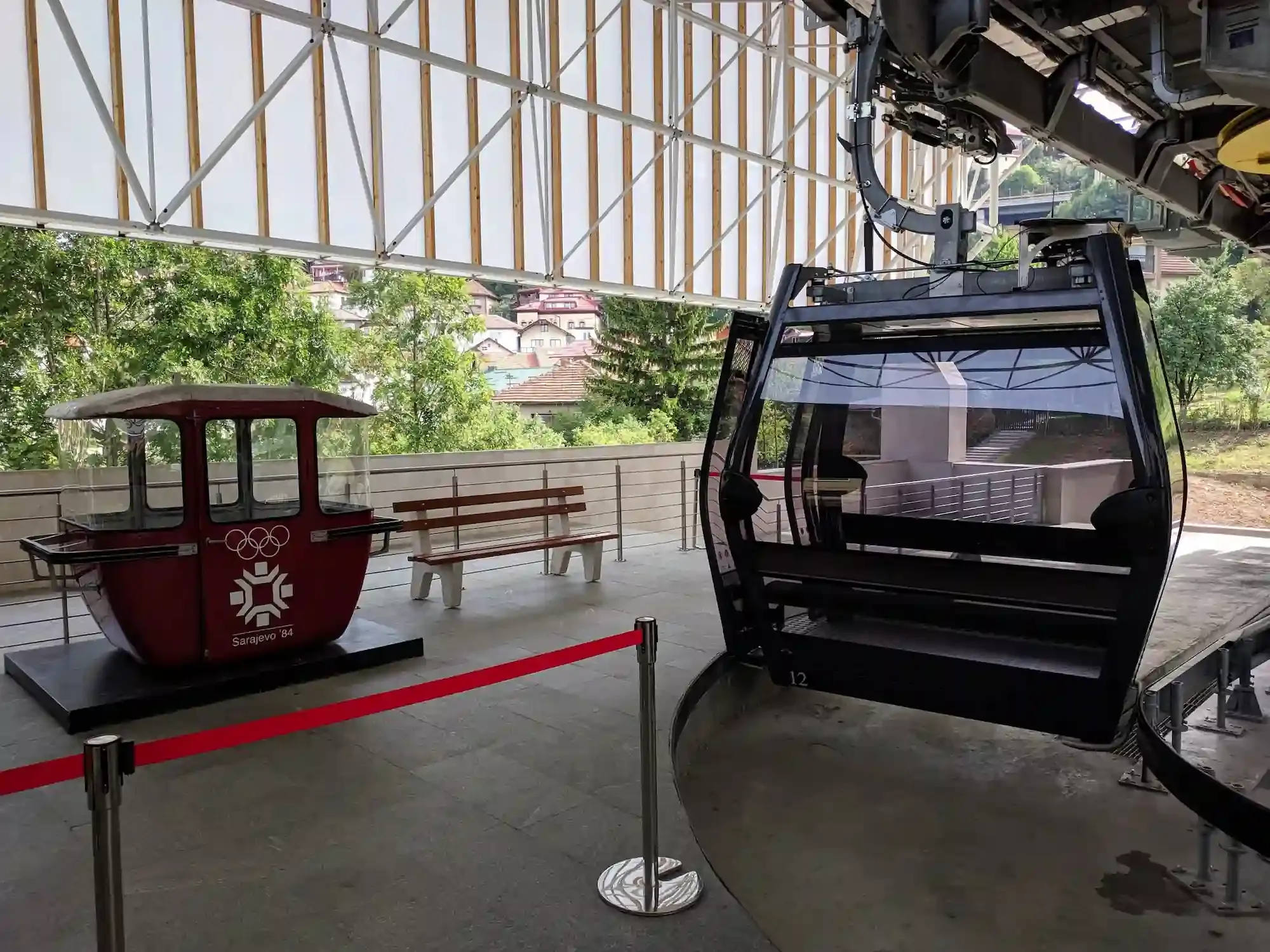 The Trebević cable car station featuring a 1984 Olympic cabin, 2020