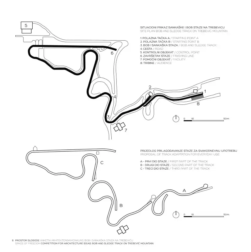 Site plan and adaptation proposal for the Trebević bobsled track