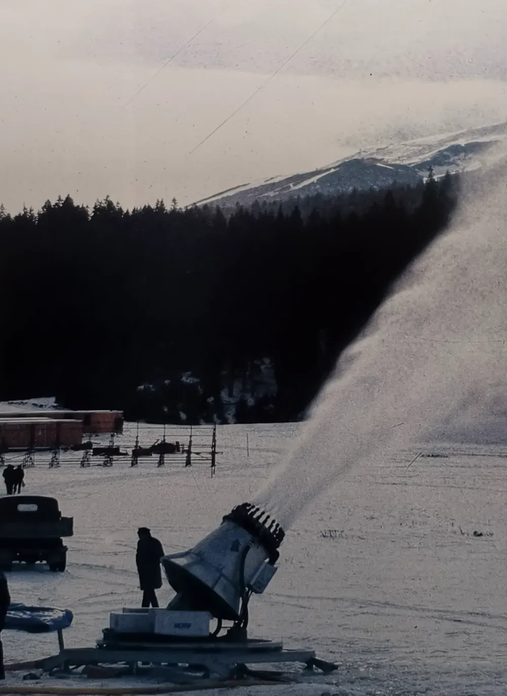 Snowmaking operations at the Bjelašnica Olympic venue in 1984