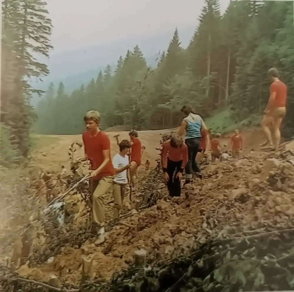 Workers clearing terrain for the Bjelašnica Olympic venue, 1980.